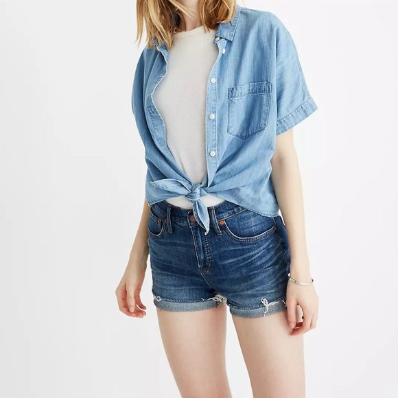 Madewell Pants - High-Rise Denim Shorts in Glenoaks Wash, Cutoffs - size 31